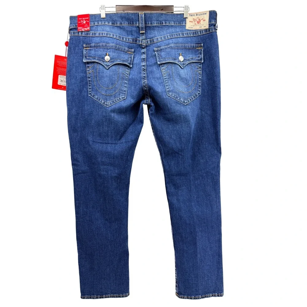 True Religion Ricky Flap Men 44 Blue NEW Straight Leg Relaxed Fit Jeans